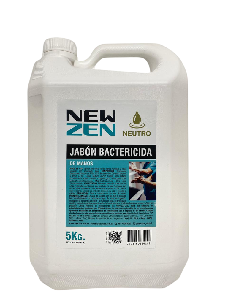 Jabon liquido manos antibacterial 5L SENASA (NEW ZEN)