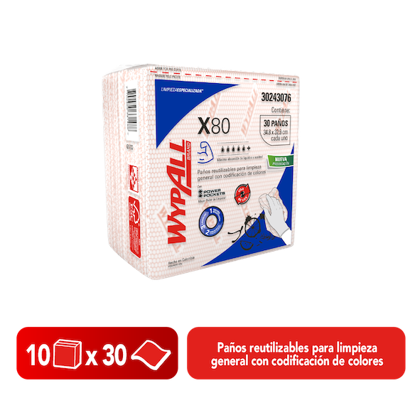 KCP Paños WYPALL X80 Rojo doblado 30u (30243076)
